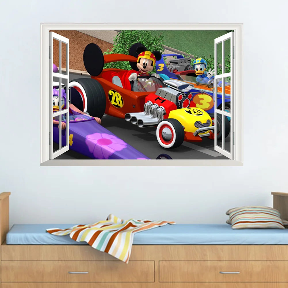 3D Cartoon Mickey Minnie Mouse Wall Design