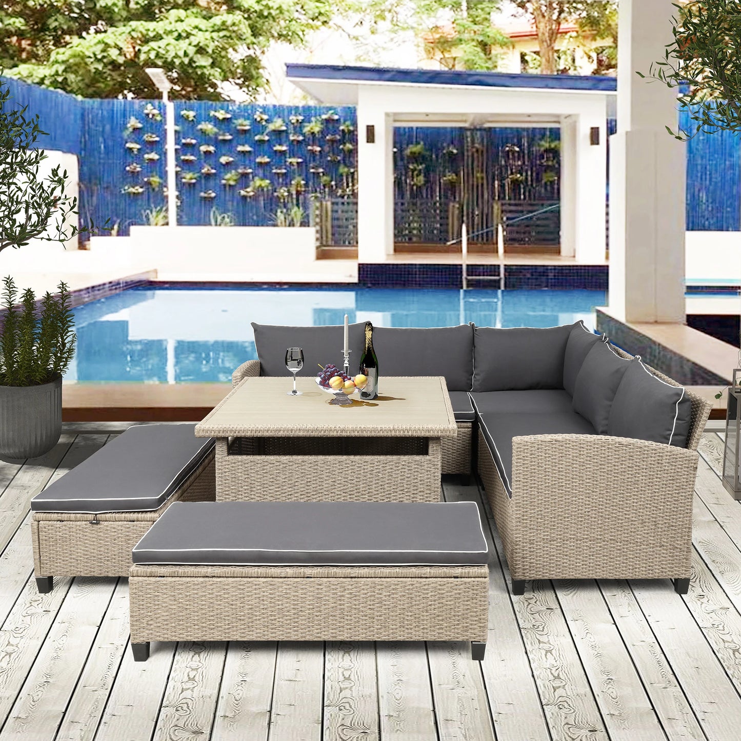 Wicker Rattan Sectional Sofa  Furniture Set