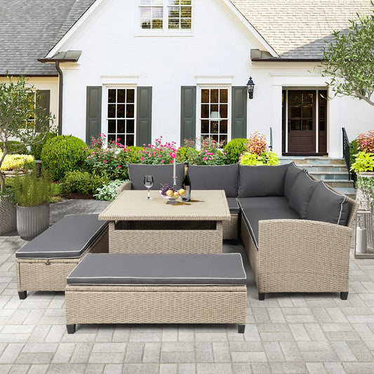 Wicker Rattan Sectional Sofa  Furniture Set