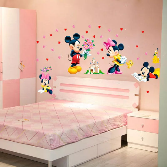 3D Cartoon Mickey Minnie Mouse Wall Design