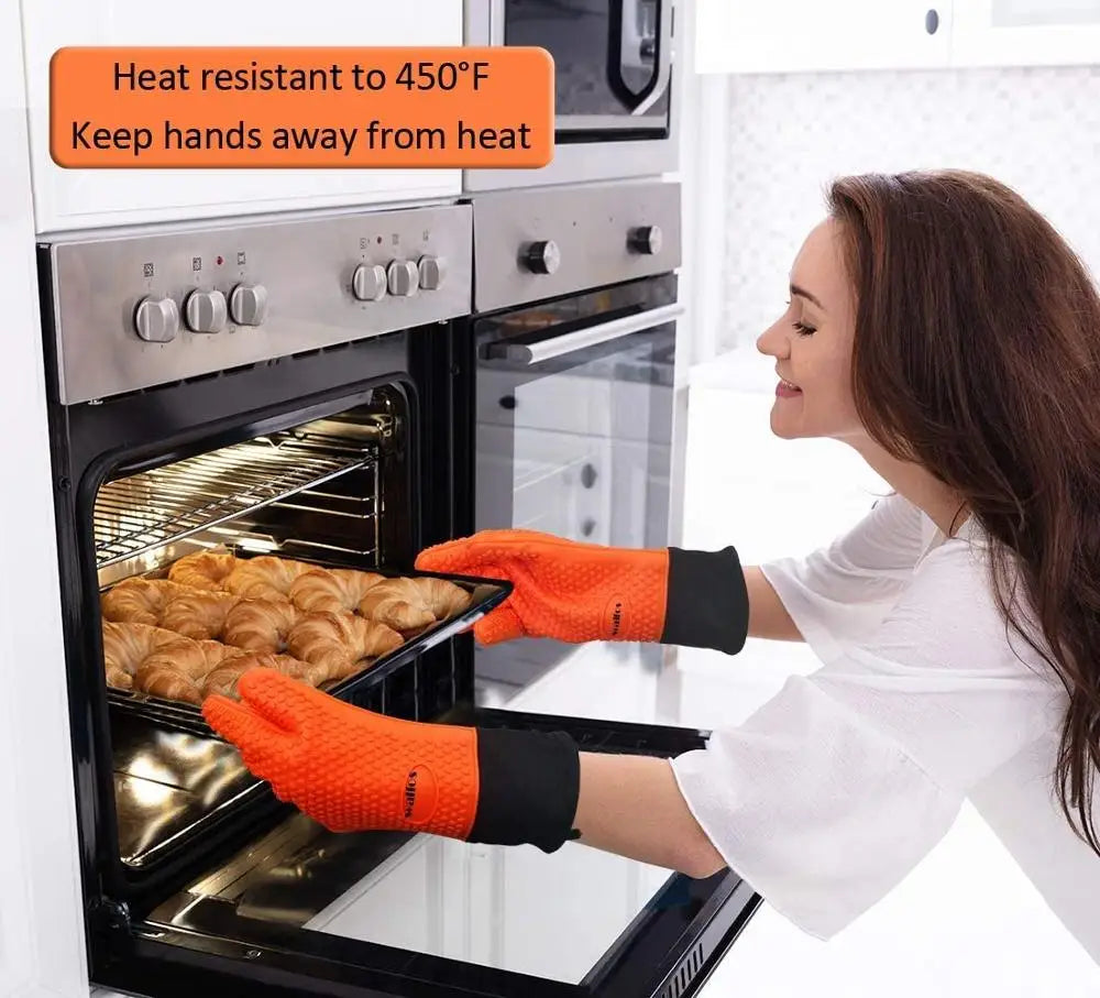 Long Silicone Kitchen Gloves-BBQ Grill Gloves