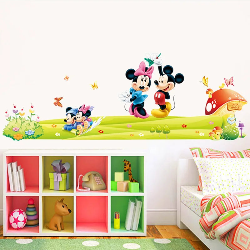 3D Cartoon Mickey Minnie Mouse Wall Design