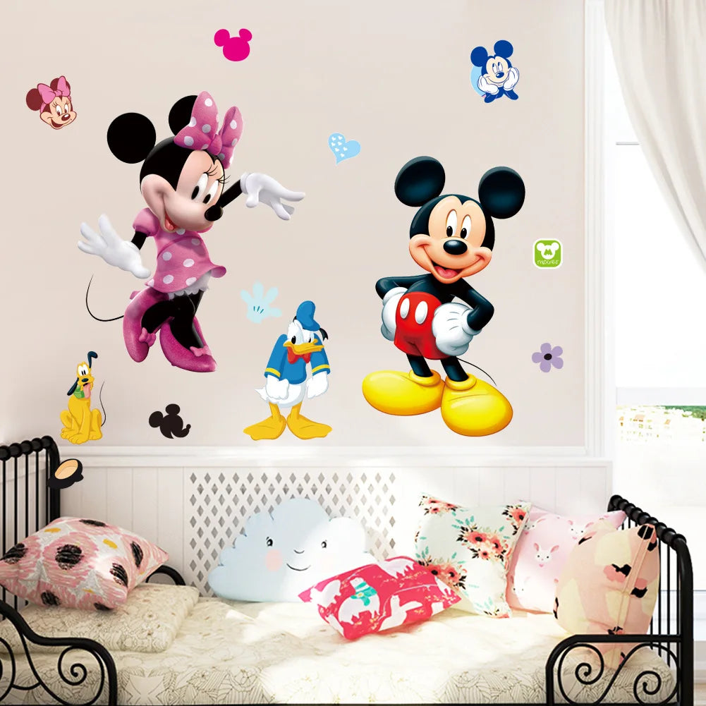 3D Cartoon Mickey Minnie Mouse Wall Design