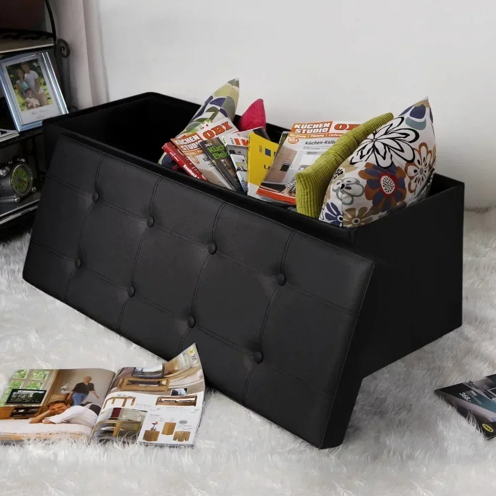 Storage Ottoman,  Leather Footstool