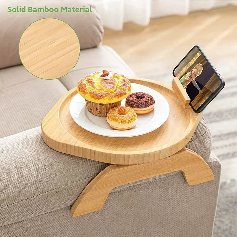 1pc Sofa Arm Tray Table with Phone Holder