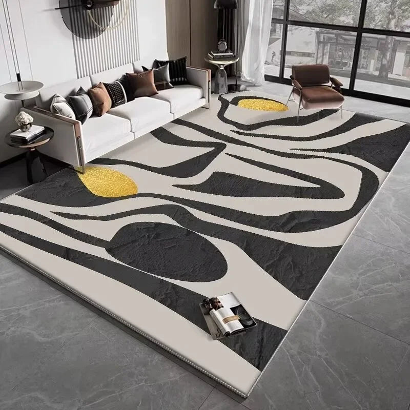 Nordic Luxury Black Stripe Living Room Carpet