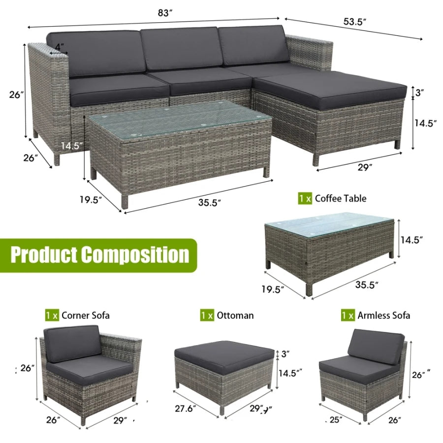 Dark Grey Sectional Sofa With Coffee Table