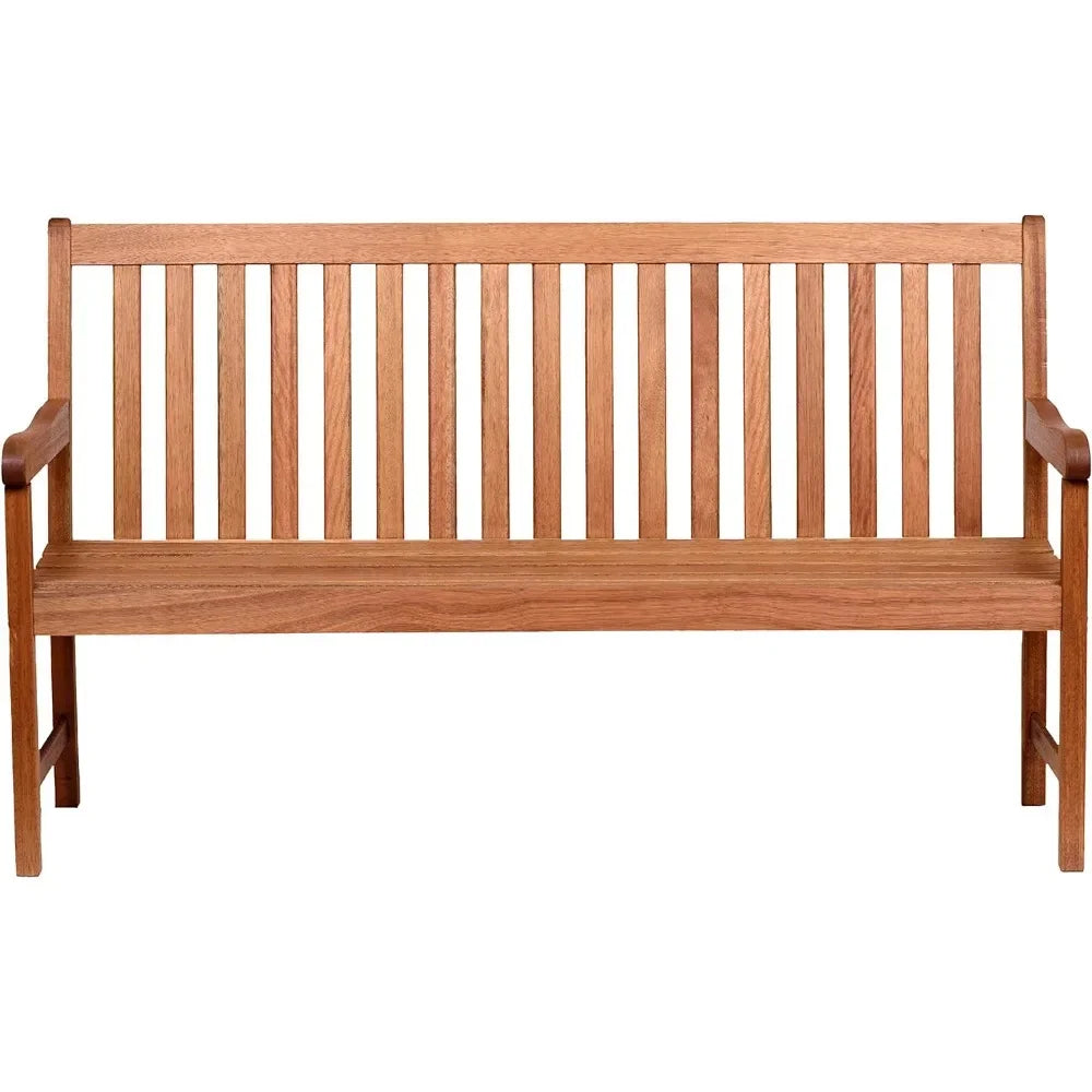 Milano 4-Feet Patio Bench Eucalyptus Wood Ideal for Outdoors and Indoors Outdoor Garden Benches Light Brown Freight Free