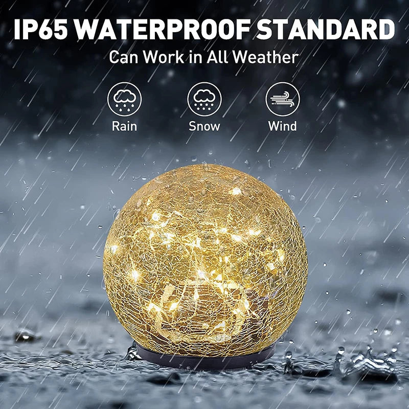 Outdoor Waterproof Led Solar Garden Lights Cracked Glass