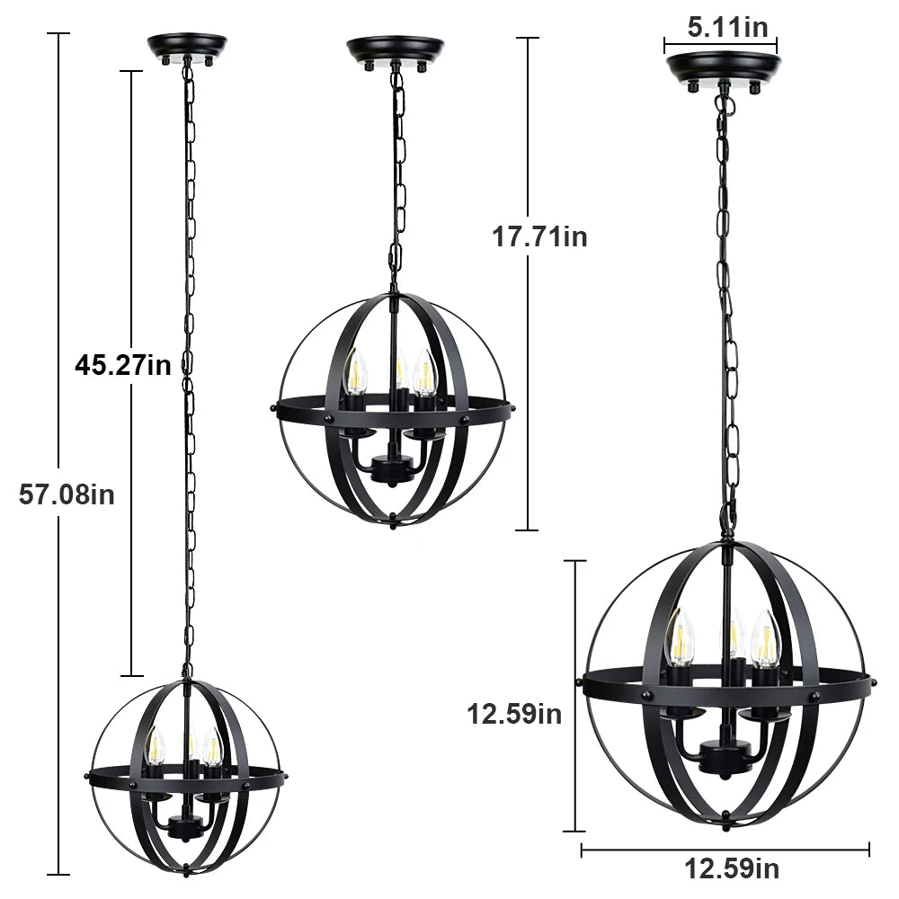 3-Light Flush Mount Ceiling Chandelier