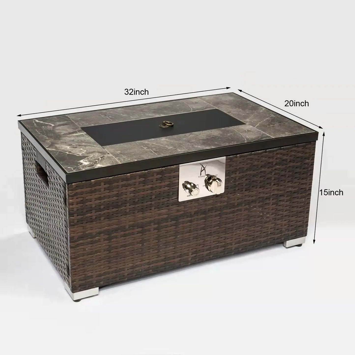 32" Square Gas Fire Pit Table