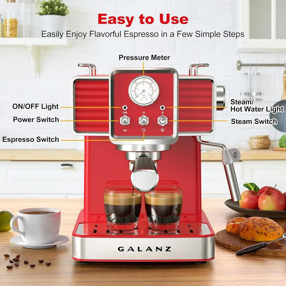 Galanz Retro Espresso Machine with Milk Frother