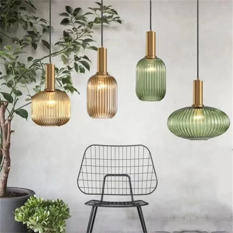 Retro Glass Restaurant colorfull  Pendant lights Creative living room Lamp Simple bedside lamp LED E27 hanging loft lighting