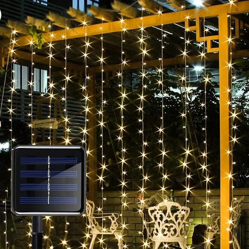 Solar Curtain Light, Solar Fairy Garland String Lights