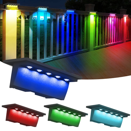 2/4 Packs RGB LED Outdoor Solar Light Step Lamp