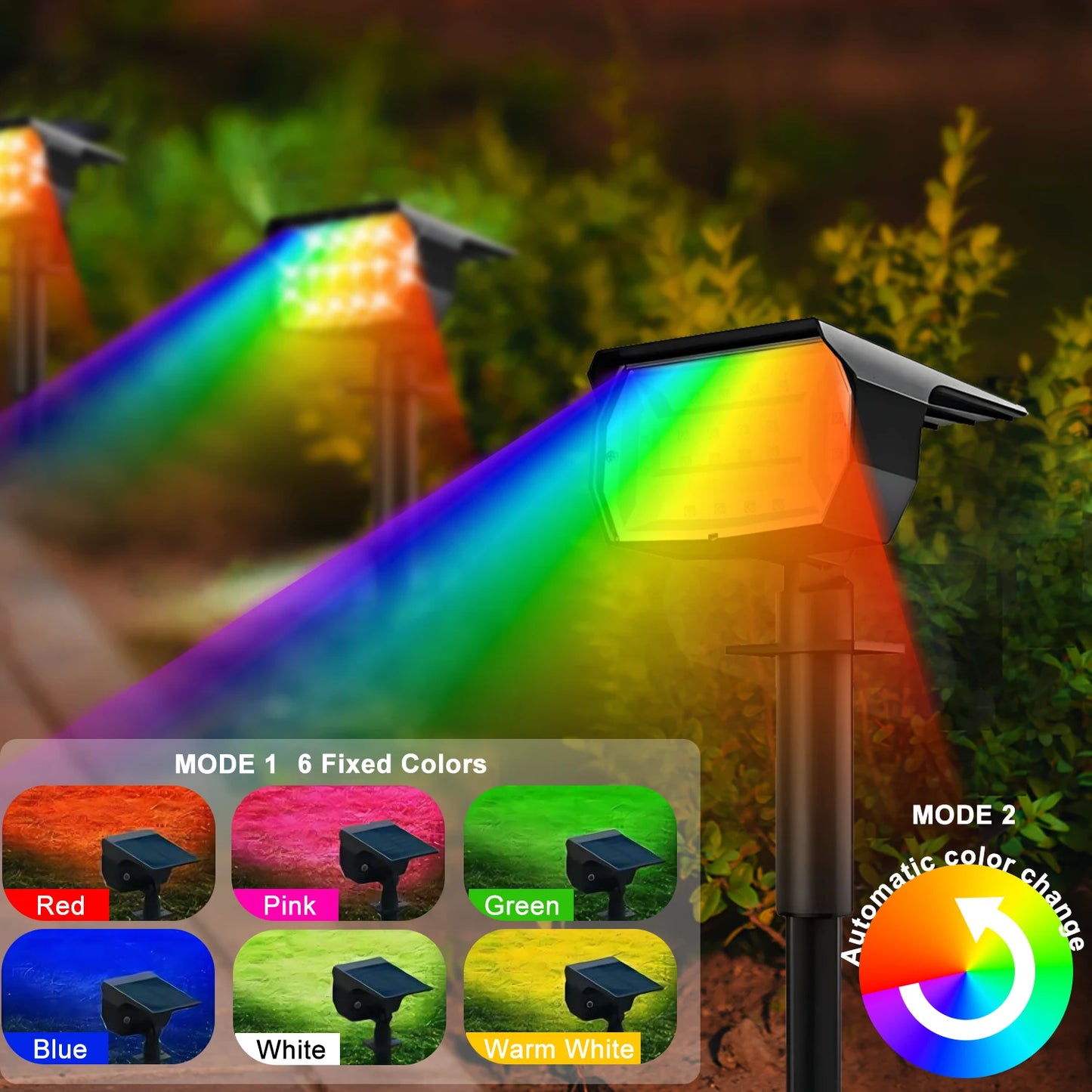 20/18LEDs RGB Solar Light Outdoors Landscape Spotlights