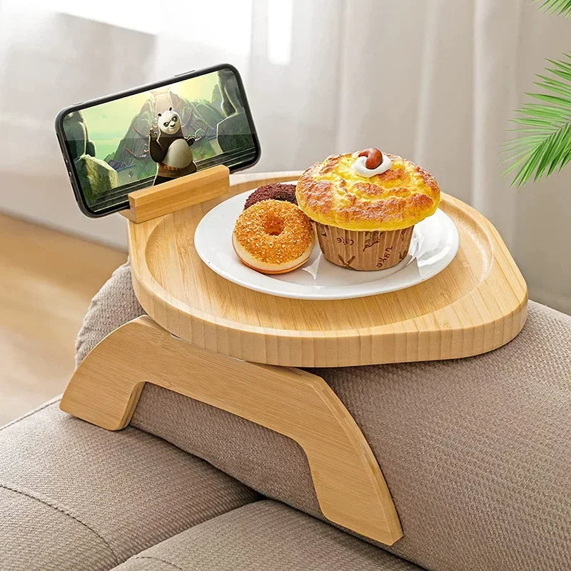 1pc Sofa Arm Tray Table with Phone Holder