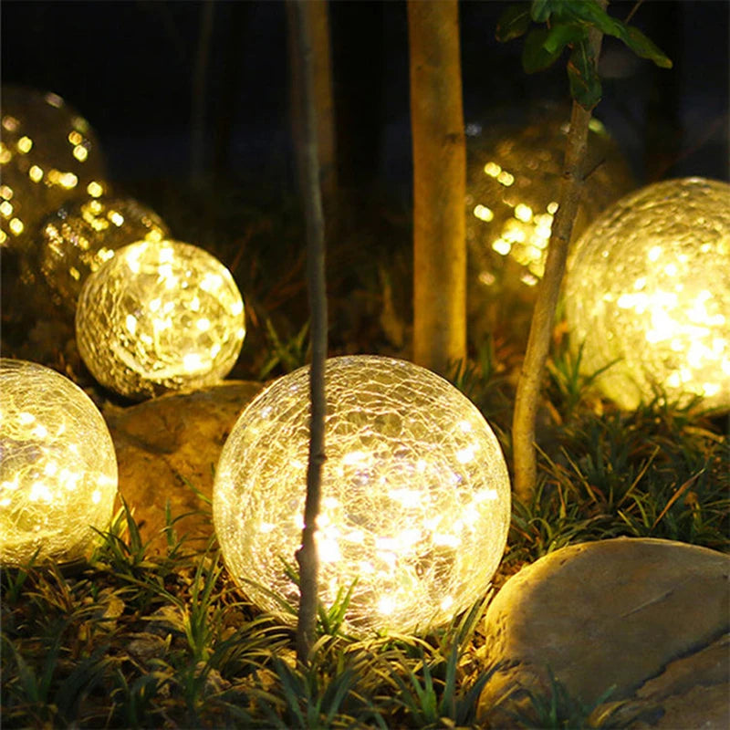 Outdoor Waterproof Led Solar Garden Lights Cracked Glass