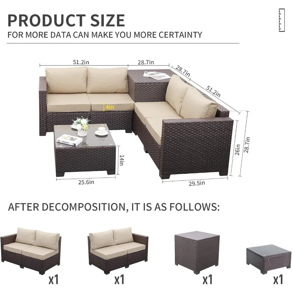 Sectional Conversation Sofa Chair with Storage Box Table