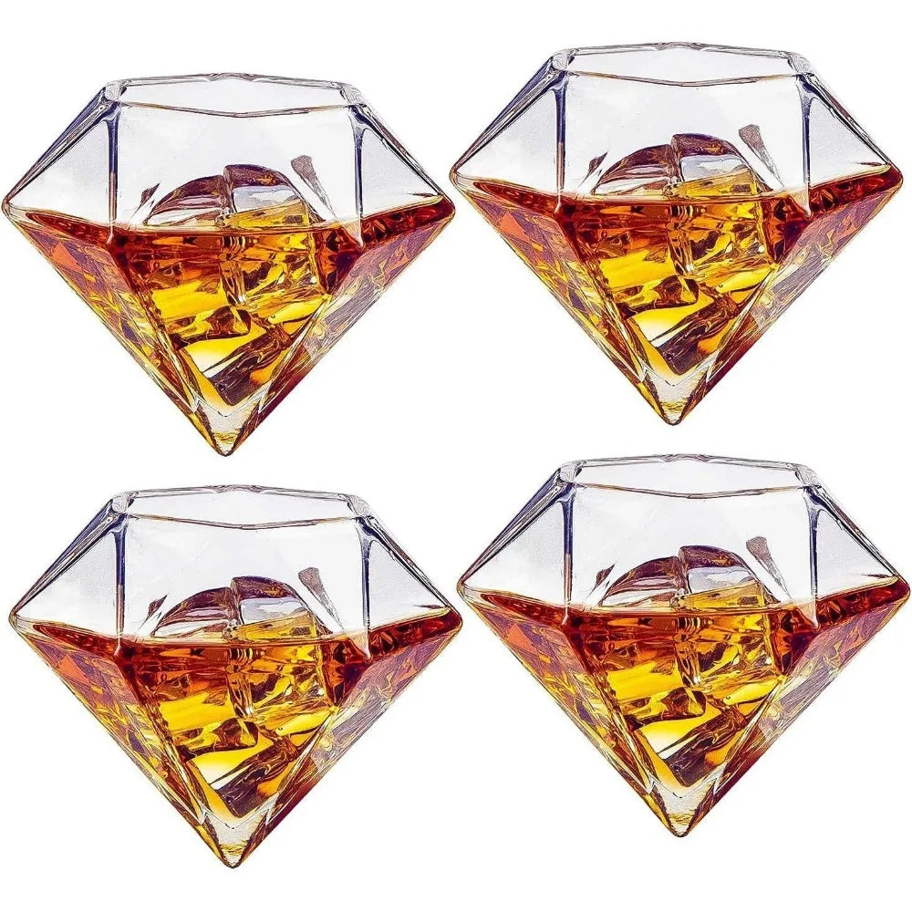 Whiskey Decanter with 2 Diamond Glasses Liquor