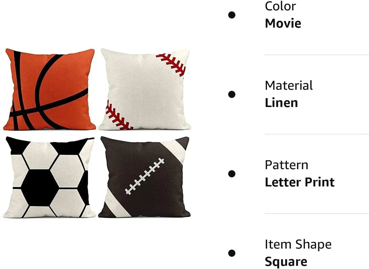 Funny Sports Throw Pillows Case Set of 4