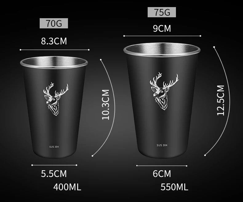 304 Stainless Steel Single Layer Cold Drink Glass Beer Mug