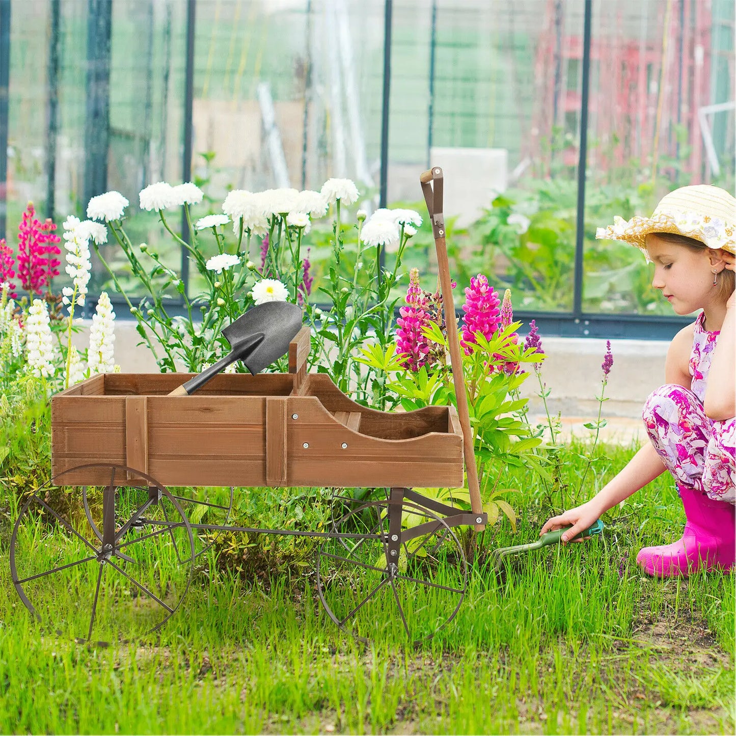 Plant Bed W/ Wheel Brown