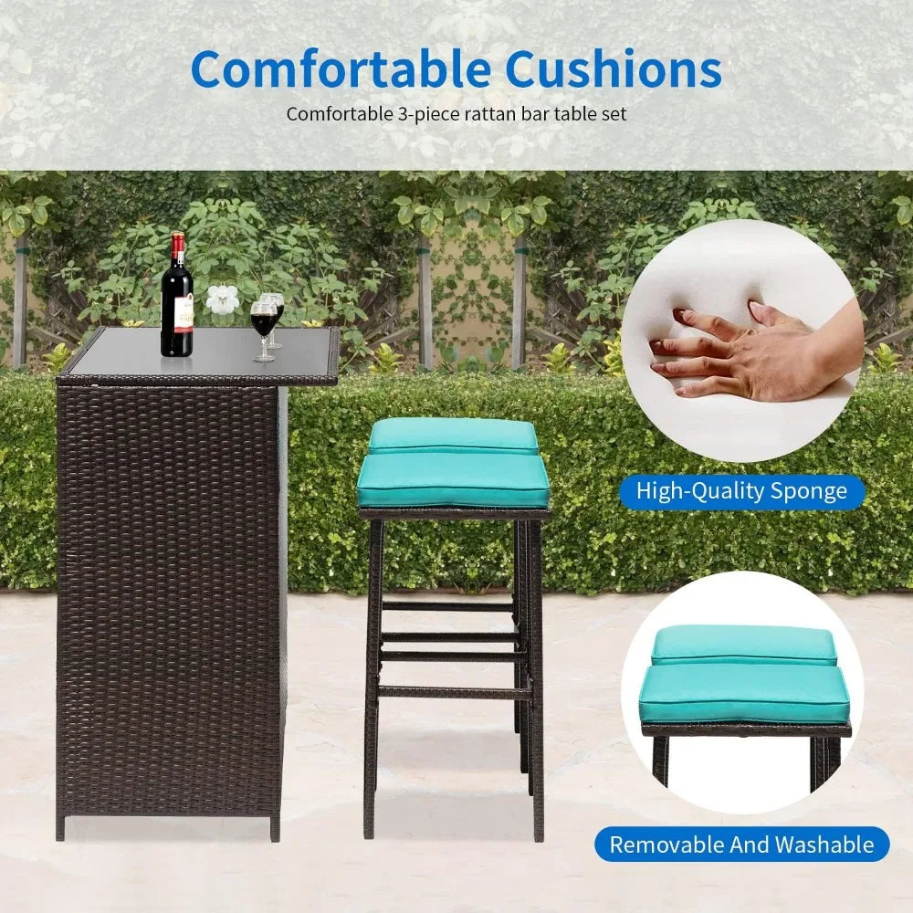 3PCS Patio Bar Set Outdoor Furniture Set