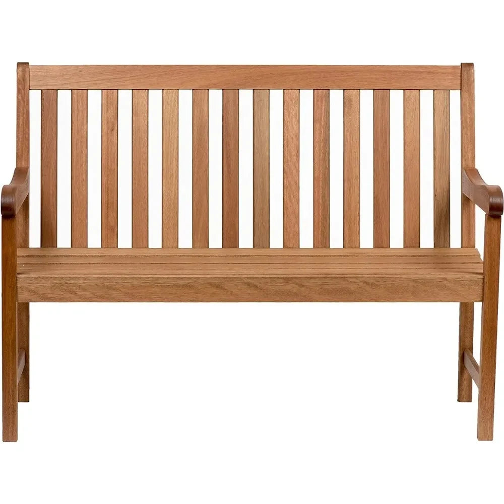 Milano 4-Feet Patio Bench Eucalyptus Wood Ideal for Outdoors and Indoors Outdoor Garden Benches Light Brown Freight Free