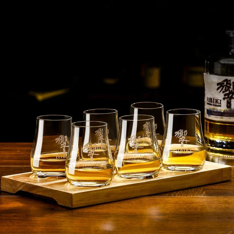 Glassware Old Fashioned Whiskey Glasses with Wooden tray