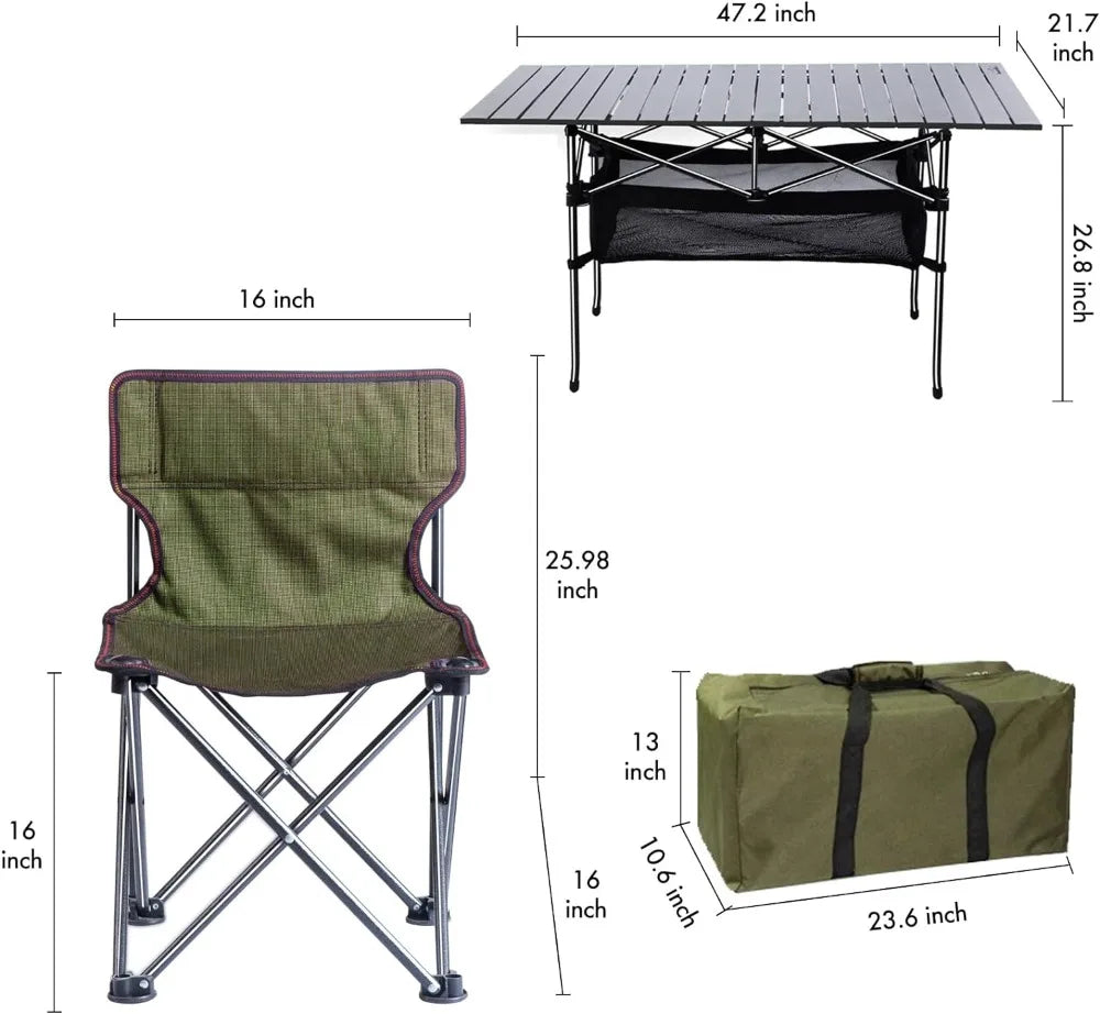 Folding Camping Table with 6 Chairs, Portable Lightweight Picnic Table for Outdoor Travel, Grill Beaches Party, Backyard BBQ