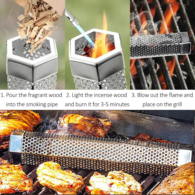 BBQ Stainless Steel Perforated Mesh Pellet Smoker Tube