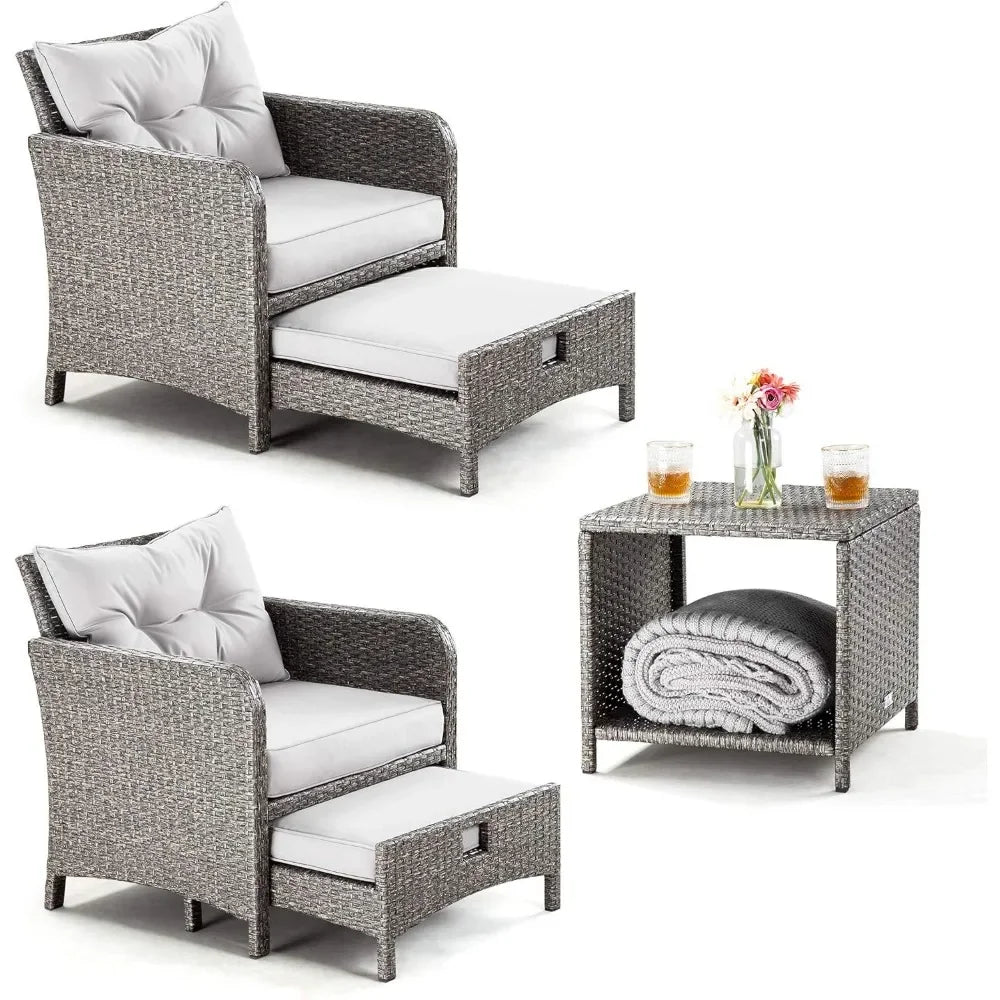 5 Pieces Outdoor Patio Wicker Chairs Set