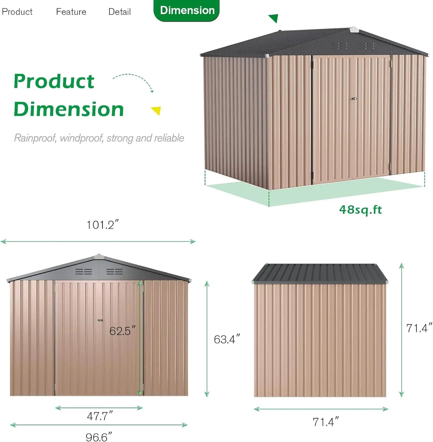 Metal Storage Shed, Lockable Bike Shed