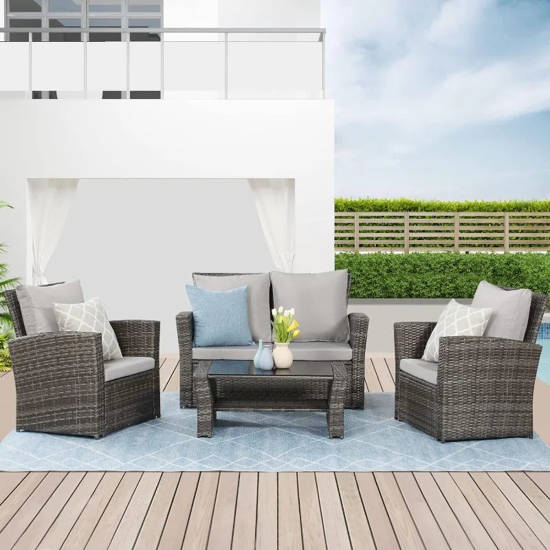 Wisteria Lane 4 Piece Outdoor Patio Furniture Sets,  with Cushion