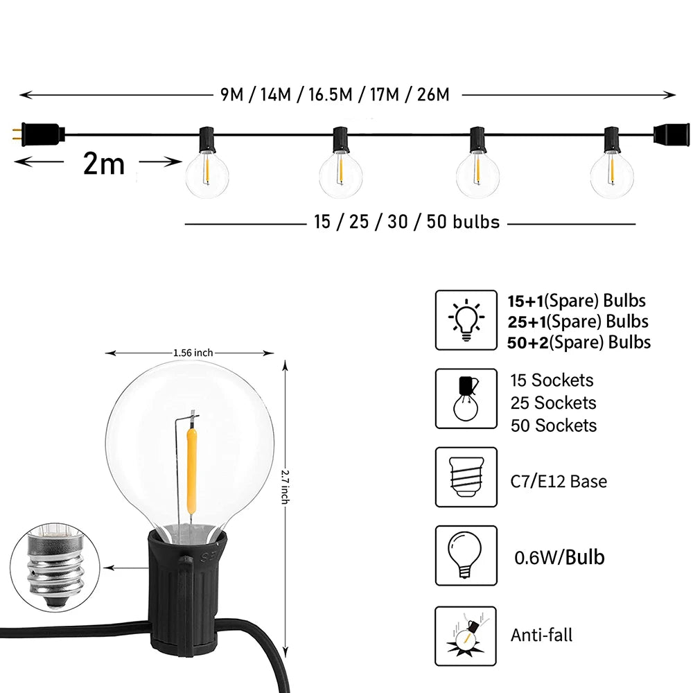 Globe String Light Fairy LED G40