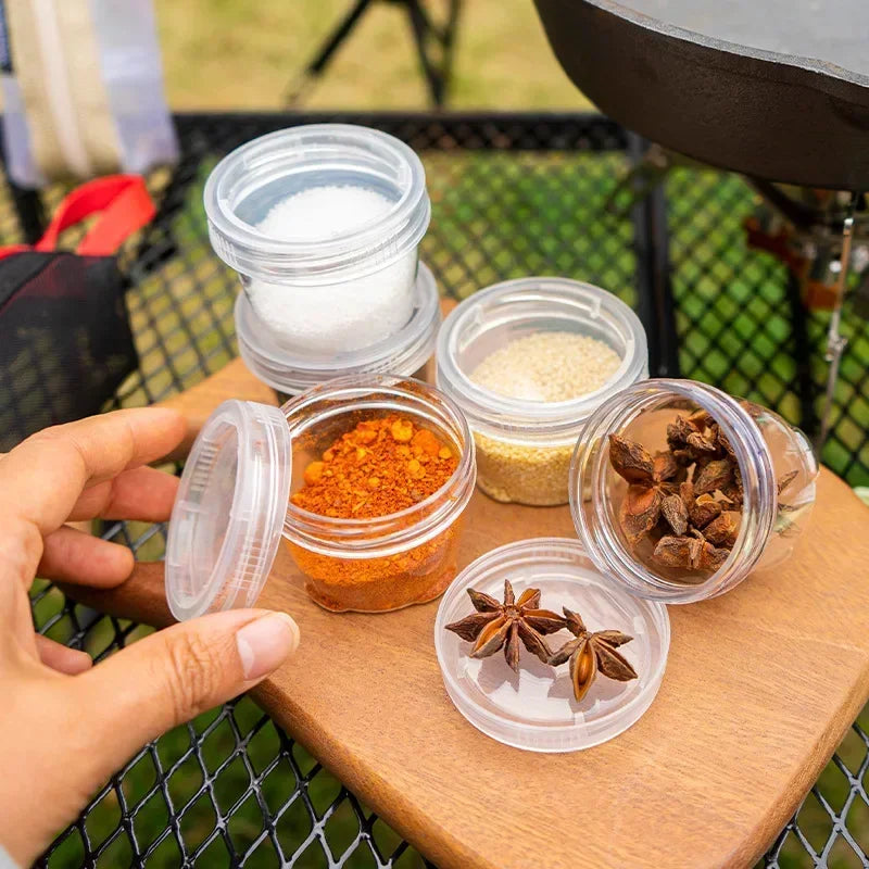 Travel Camping Spice Kit, 5 Clear Seasoning Bottles