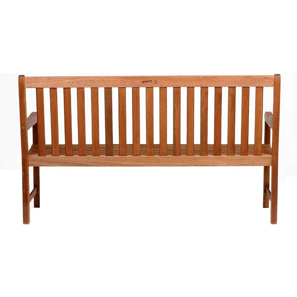 Milano 4-Feet Patio Bench Eucalyptus Wood Ideal for Outdoors and Indoors Outdoor Garden Benches Light Brown Freight Free