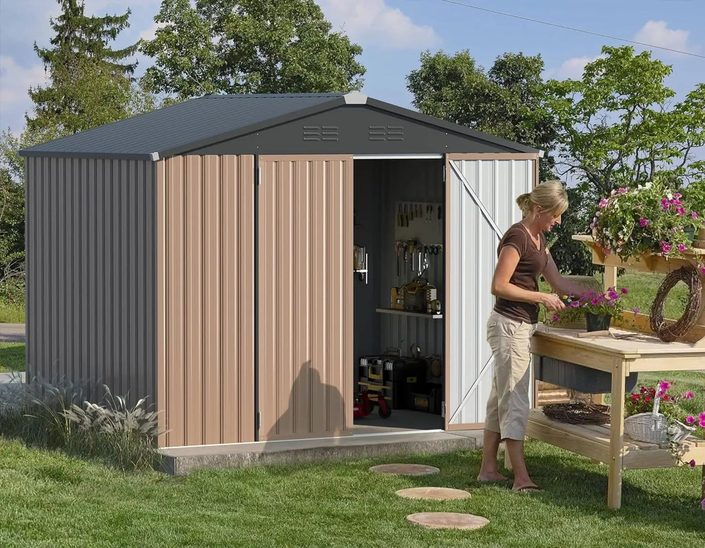 Metal Storage Shed, Lockable Bike Shed