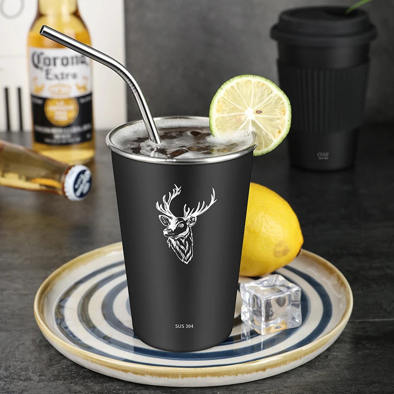 304 Stainless Steel Single Layer Cold Drink Glass Beer Mug