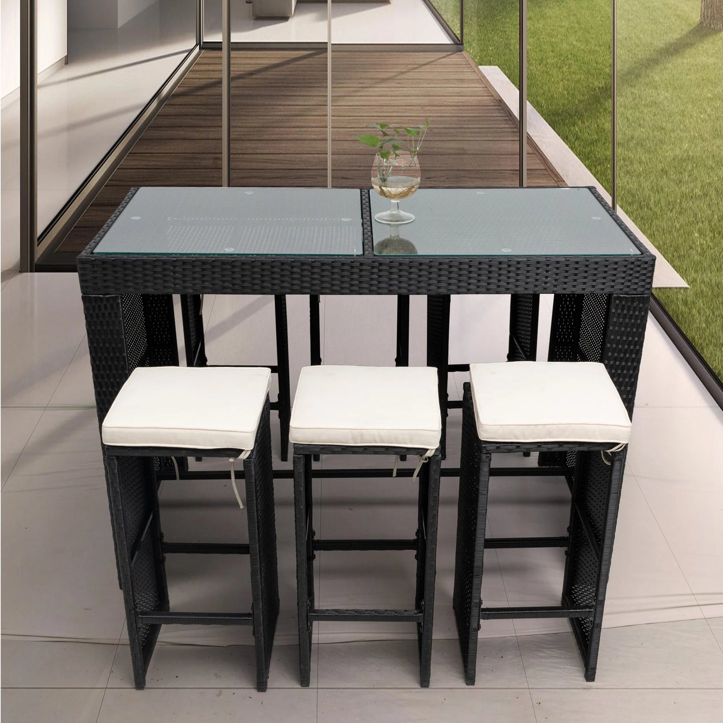 Patio Rattan Wicker Outdoor Furniture Bar Set