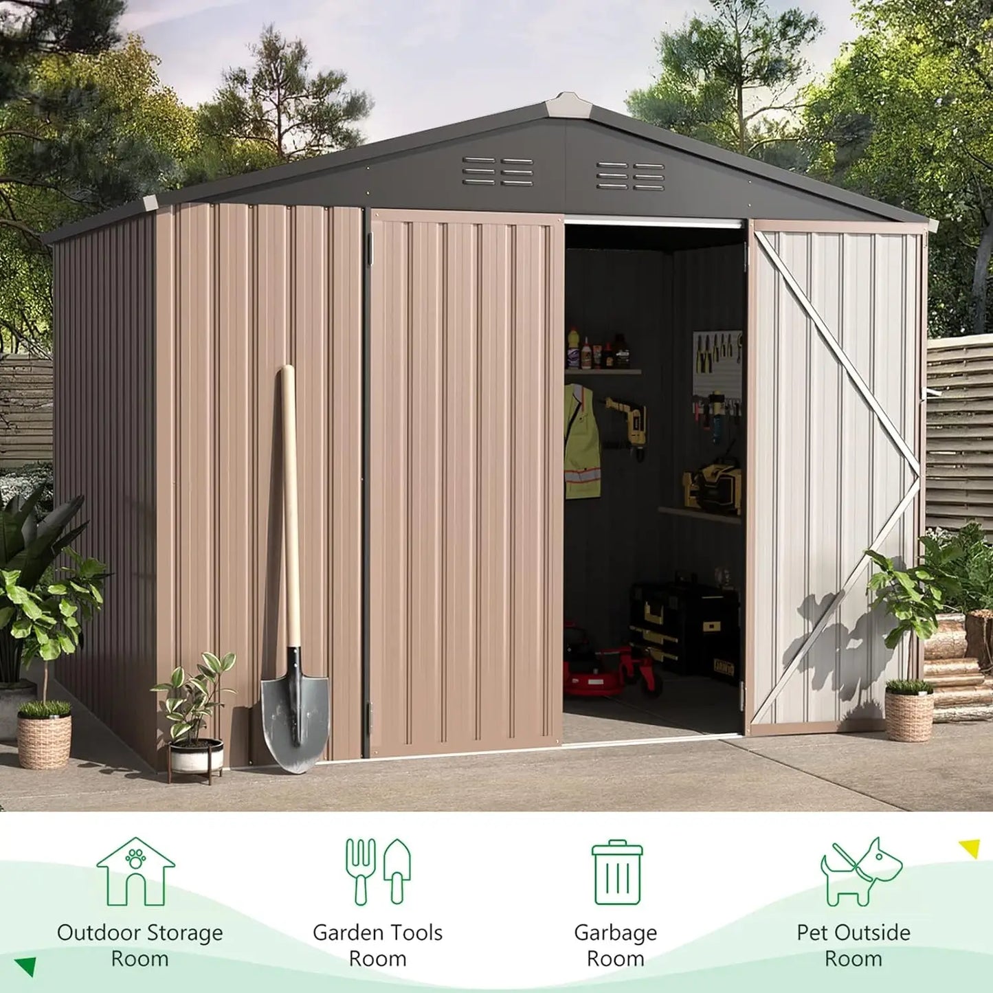 Metal Storage Shed, Lockable Bike Shed