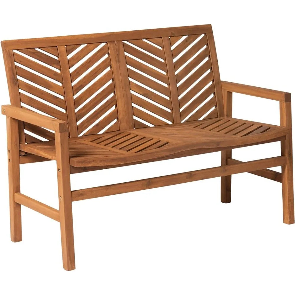 Outdoor Patio Wood Chevron Loveseat Chair