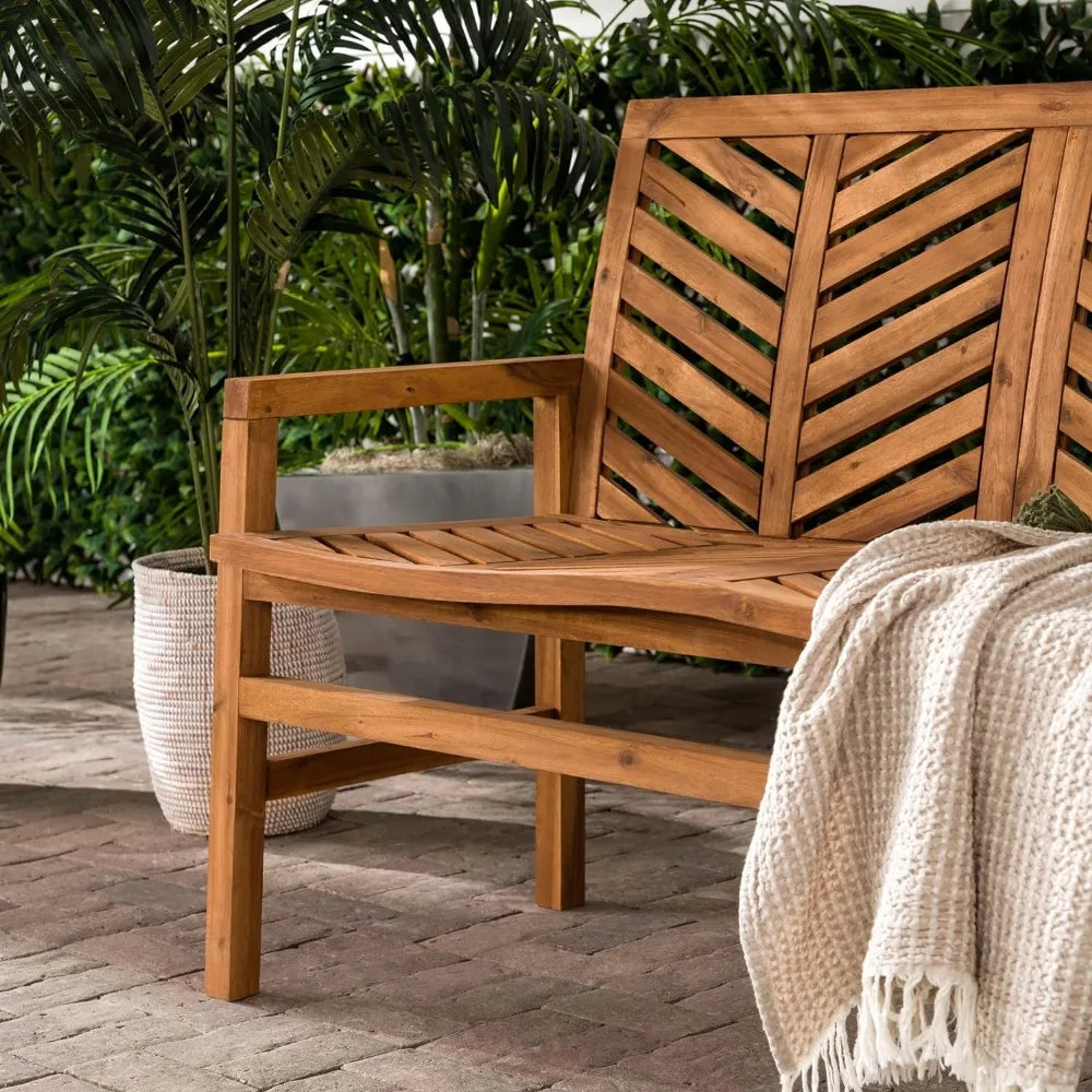 Outdoor Patio Wood Chevron Loveseat Chair