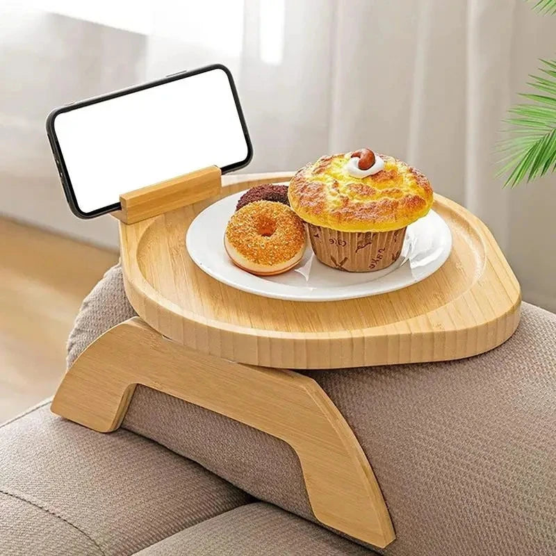 1pc Sofa Arm Tray Table with Phone Holder