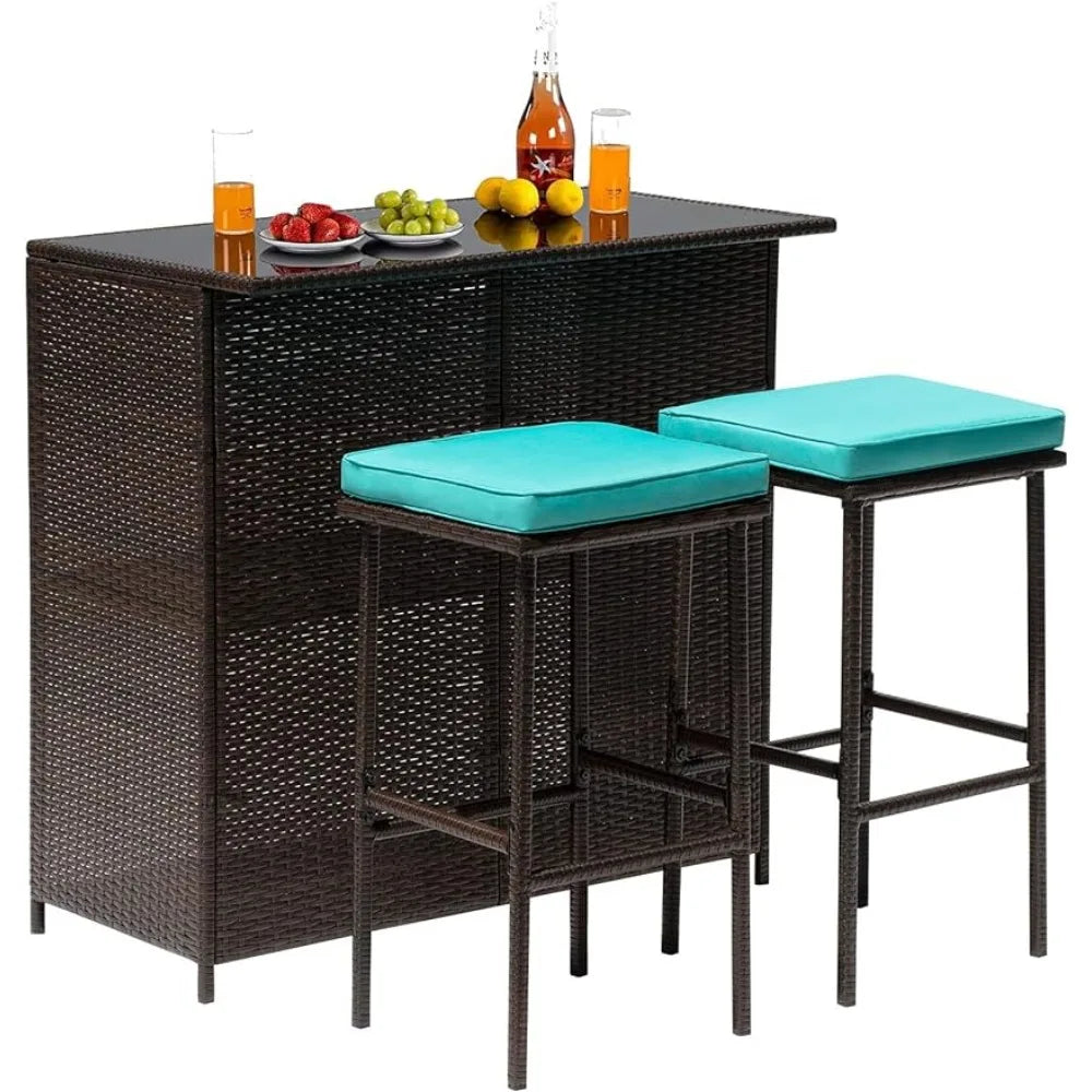 3PCS Patio Bar Set Outdoor Furniture Set