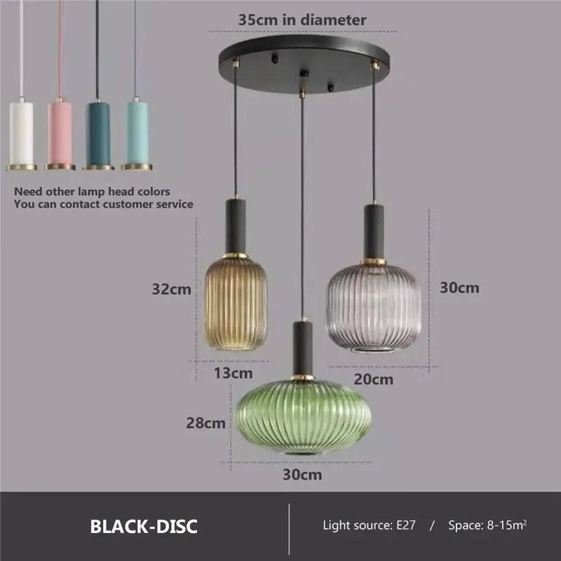 Retro Glass Restaurant colorfull  Pendant lights Creative living room Lamp Simple bedside lamp LED E27 hanging loft lighting